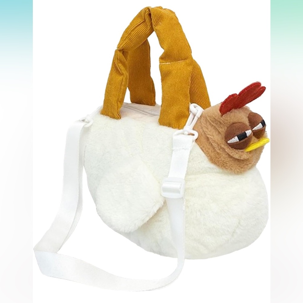 Plush Chicken Handbag with Adjustable Strap